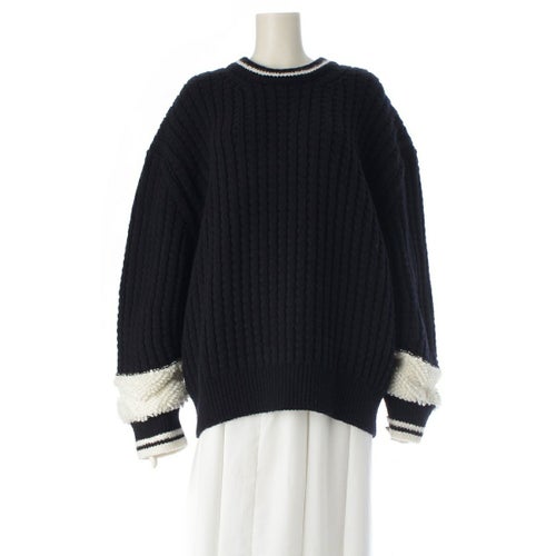 シャネル 2025 COCO NEIGE ココネージュ ウール バックココマーク ニット セーター P79703 ブラック×ホワイト 44