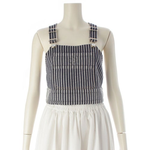 シャネル 2025 ココマーク ストライプ ビスチェ トップス P79255 ネイビー×ホワイト 34