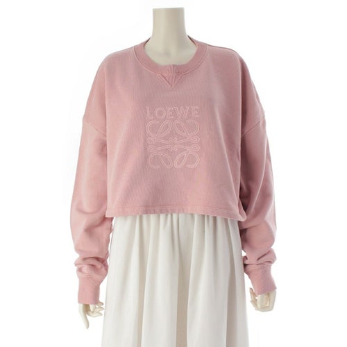 ロエベ コットン ANAGRAM アナグラム ロゴ クロップド スウェット ピンク M