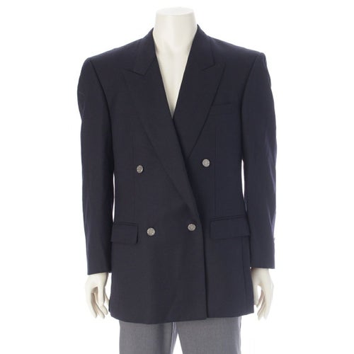 クリスチャンディオール ムッシュ ウール CD 銀ボタン テーラードジャケット アウター ネイビー