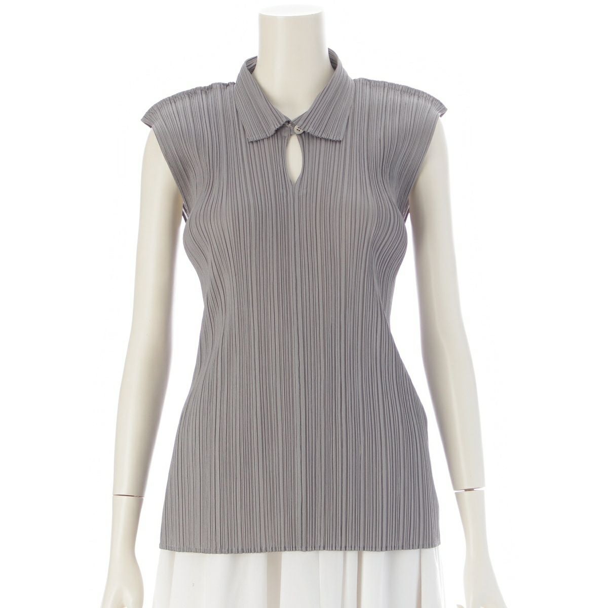PLEATS PLEASE ノースリーブ トップス グレー PLEATS PLEASE イッセイミヤケ ノースリーブ グレー
