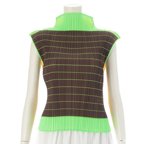 プリーツプリーズ イッセイミヤケ ボーダー ボトルネック ノースリーブ カットソー トップス PP64-JK233 マルチカラー 3