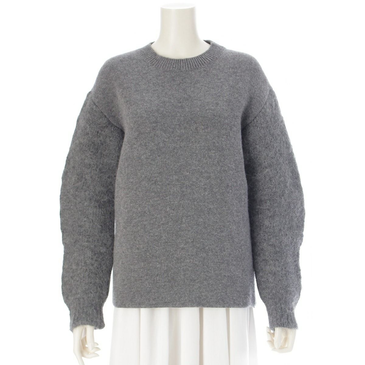 ジルサンダー 22AW ウール カシミヤ リラックスフィット クルーネック ドロップショルダー ニット セーター J03GP0009 グレー 34【中古】 ジルサンダー 22AW ウール カシミヤ リラックスフィット クルーネック
