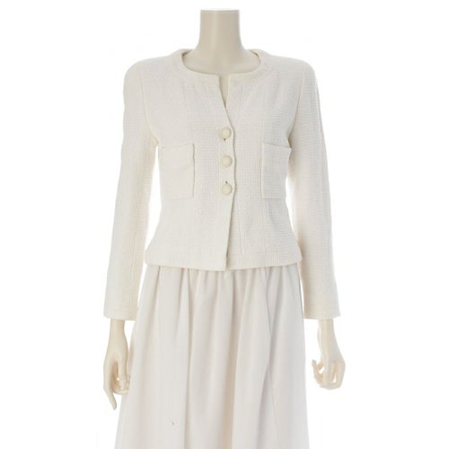 シャネル 96C コットン ノーカラージャケット アウター ホワイト 38