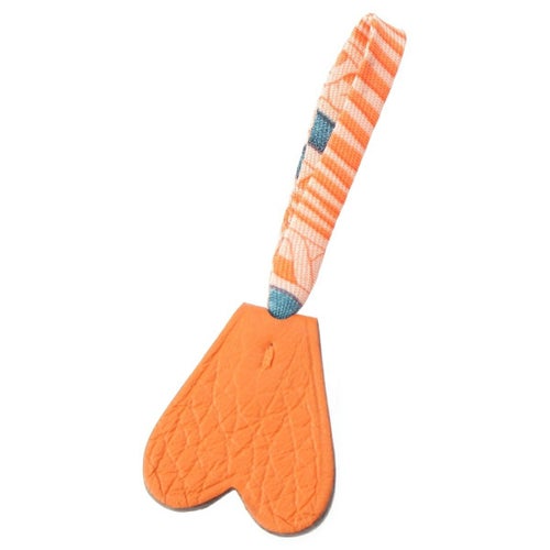 エルメス プティアッシュ レザー スモールハート チャーム オレンジ