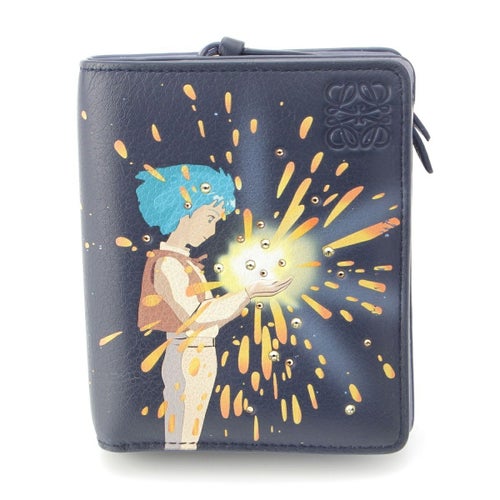 ロエベ スタジオジブリ ハウルの動く城 レザー マジカルスカイウォレット 二つ折り財布 ナイトブルー