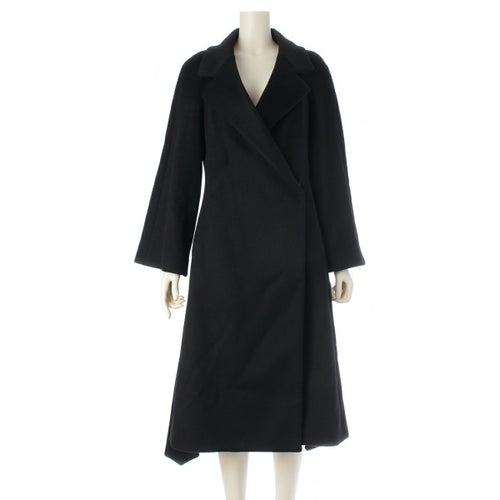 セリーヌ カシミヤ シルク ベルテッド コート ロング アウター ブラック 40