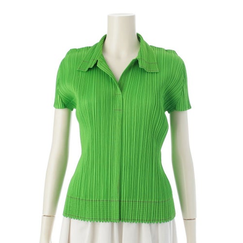 プリーツプリーズ イッセイミヤケ ブラウス 半袖 トップス シャツ PP83-JK121 グリーン パープル 3