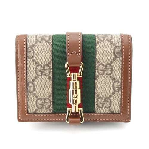 グッチ ジャッキー 1961 GGスプリーム ロゴ スモール コンパクト ウォレット 二つ折り財布 コインケース 645536 ブラウン