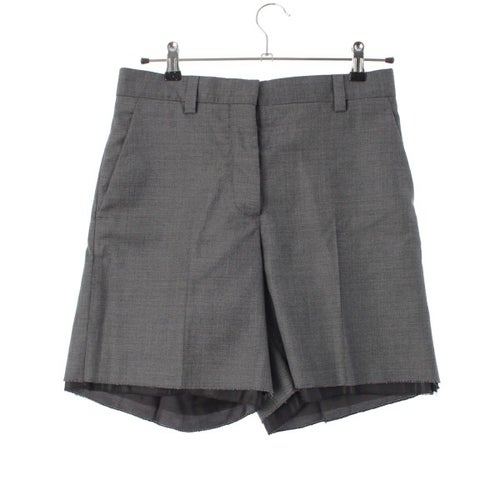 ミュウミュウ ウール グリザイユ バックロゴ フェイクレイヤード チェック ショート パンツ ボトムス MP1738 グレー 36