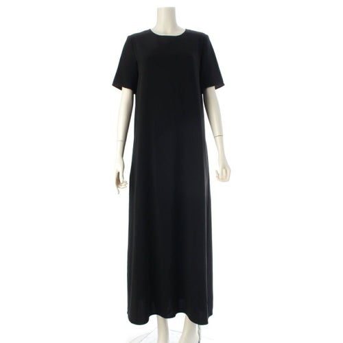 ザロウ 25SS ROBI トリアセテート ポリエステル ドレス 半袖 ロング ワンピース 5576-W1968 ブラック XS