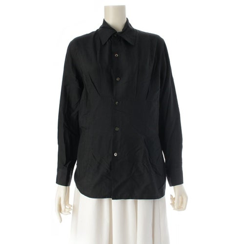 コムデギャルソン 80s 初期 シルク シャーリング シャツ ブラウス GB-05030 ブラック M