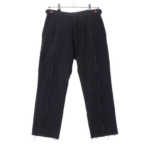 コムデギャルソンオムプリュス AD2002 02AW ウール 4つの黒 裁ち切りデザイン ライン スラックス パンツ ボトムス PG-P015 ネイビー S