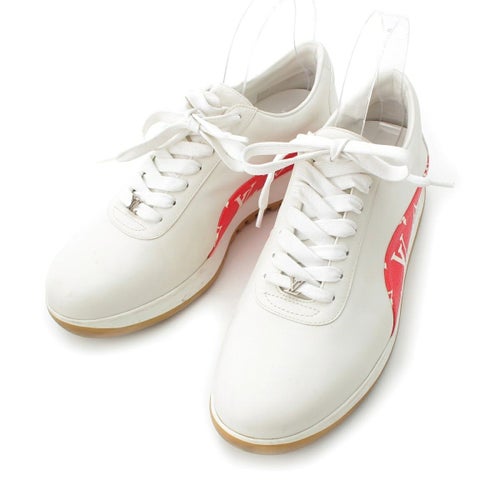 ルイヴィトン シュプリーム ローカット スニーカー 1A3EQ5 ホワイト×レッド 7 2/1