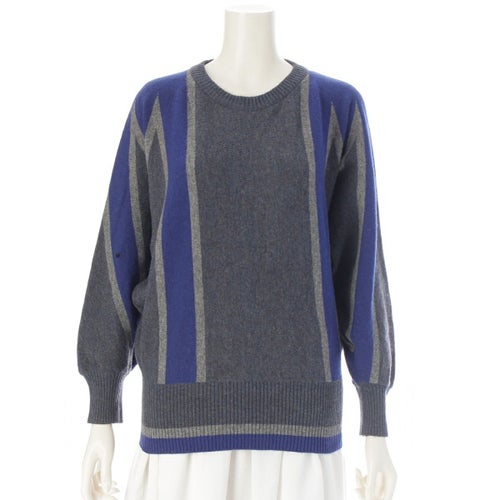 イッセイミヤケ 70-80s ウール ナイロン オールスタイル ドルマンスリーブ ニット トップス ブルー グレー