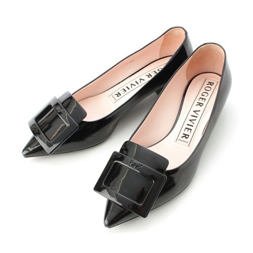 ロジェヴィヴィエ パテントレザー バックル ヒール パンプス シューズ ブラック 35.5