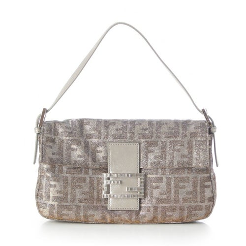 フェンディ FFズッカ マンマバケット ラインストーン ワン ショルダーバッグ 8BR600 シルバー ラメ