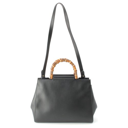 グッチ バンブー ニムフェア レザー ゴールド金具 パール ハンドバッグ 2WAY ショルダー 453766 ブラック