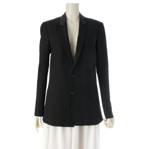 ジバンシー ティッシ期 サテン衿 切替 ロング テーラードジャケット ブラック