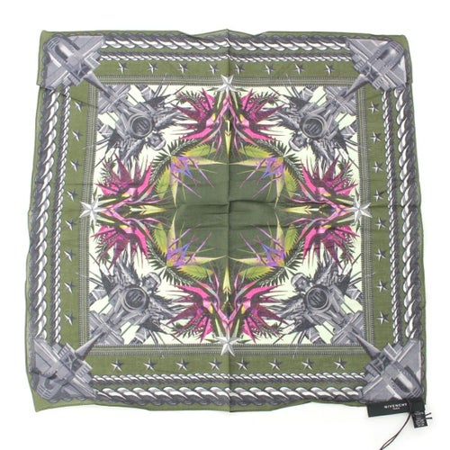 ジバンシー 2012 12SS コットン 極楽鳥花 ハンカチ バンダナ グリーン系