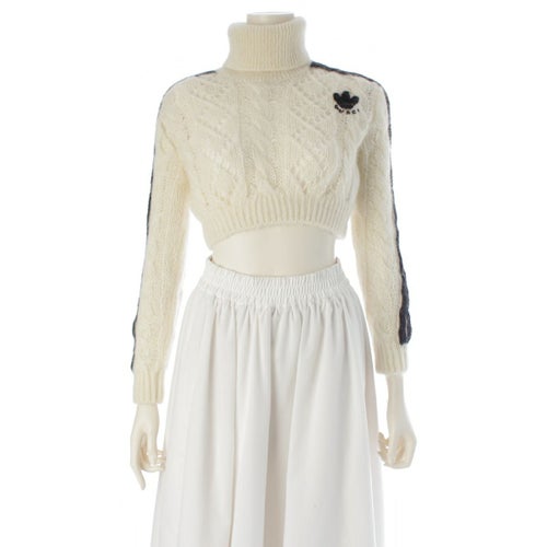 グッチ アディダス モヘア サイドライン ハイネック セーター ニット トップス ホワイト XXS