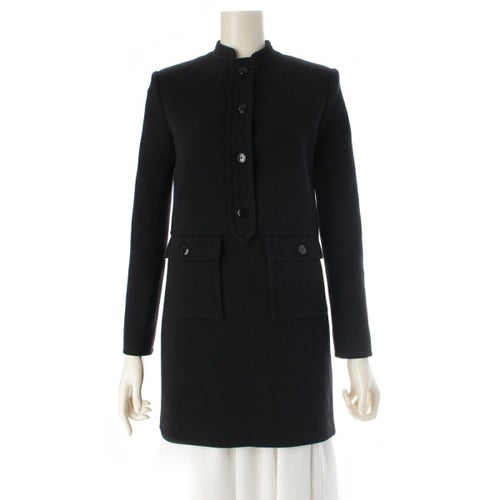 サンローラン 21年 ウール ワンピース ドレス チュニック フォーマル 658317 ブラック F34