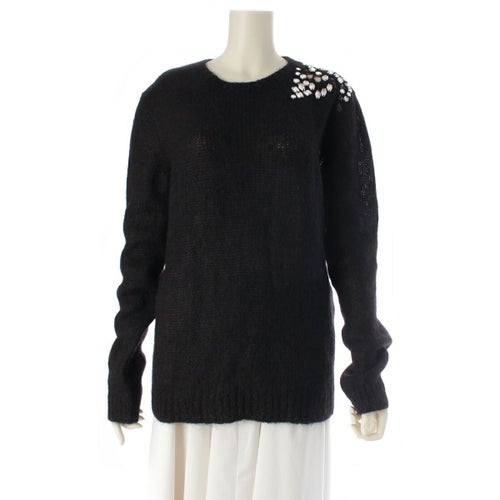 サンローラン 17年 モヘア ウール混 ビジュー セーター ニット トップス 501944 ブラック M