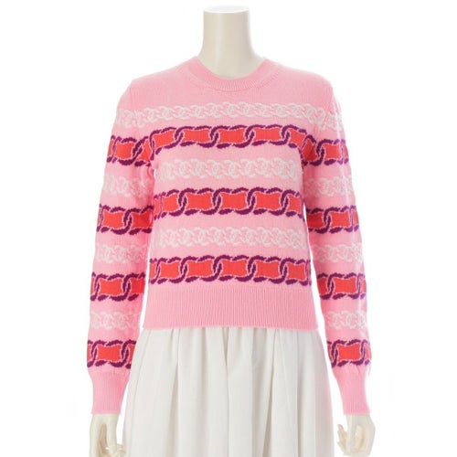 シャネル 23年 カシミヤ ココマーク クロップド 長袖 セーター ニット トップス P75775 ピンク 34