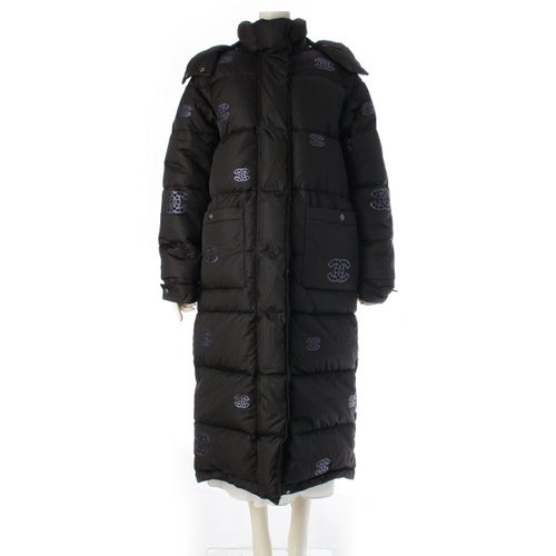 シャネル ココマーク ツイード ダウンコート アウター P71632 ネイビー×ブラック 34