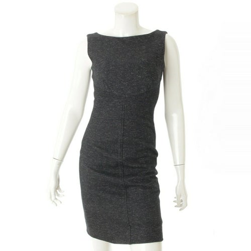 ダイアンフォンファステンバーグ(DIANE von FURSTENBERG) コットン ウール混 ノースリーブ リボン ドレス ワンピース ブラック 0