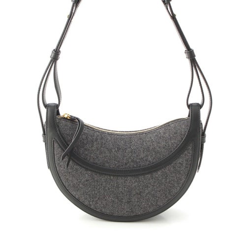 ポレーヌ Numero Dix ウール ハーフムーン ショルダーバッグ ブラック