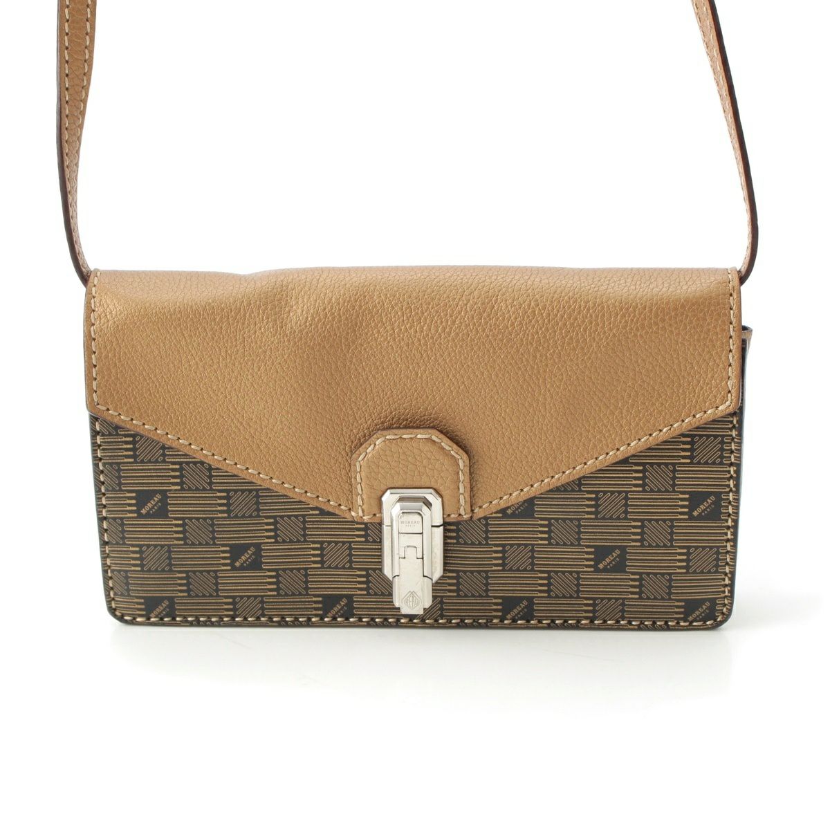 MOREAU ショルダーバッグ ブラウン/ベージュ モローパリ MOREAU PARIS レザー ポシェット ショルダーバッグ