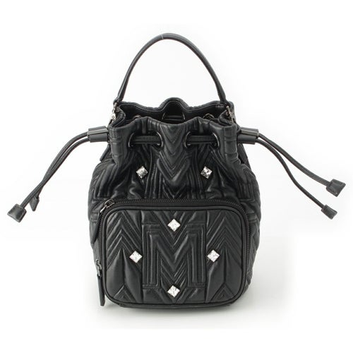 エム・シー・エム レザー ビジュー 巾着 ハンドバッグ ブラック