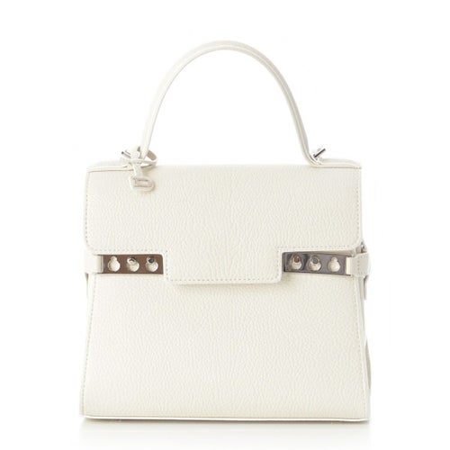 デルヴォー Tempete タンペート PM クリスピーカーフ シルバー金具 ハンドバッグ 2WAY ショルダー アイボリー