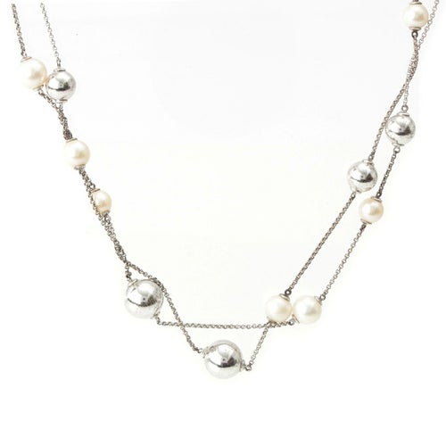 ジョージジェンセン スフィア ステーション パール　Ag925 ネックレス シルバー