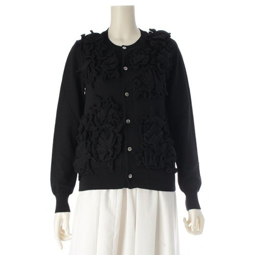 コムデギャルソン コムデギャルソン AD2025 25AW コムコム ウール ラッフル フリル クシュクシュ ニット カーディガン トップス RP-N507 ブラック S