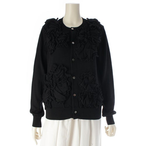 コムデギャルソン コムデギャルソン AD2025 25AW コムコム ウール ラッフル フリル クシュクシュ ニット カーディガン トップス ブラック L