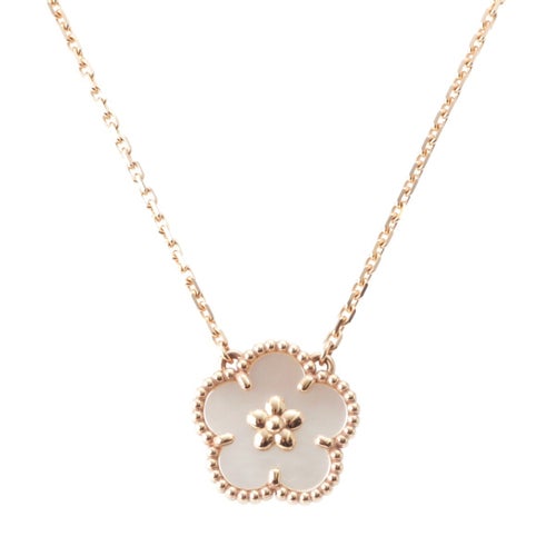 ヴァンクリーフ＆アーペル ラッキースプリング プラムブロッサム ネックレス ジュエリー Au750 VCARP9X100 マザーオブパール ゴールド 5.4g