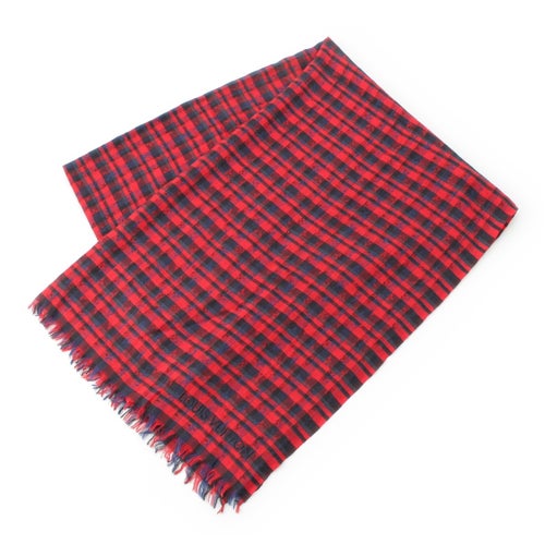 ルイヴィトン ウール×シルク エトール モノグラム チェック柄 ストール M74965 レッド マルチカラー