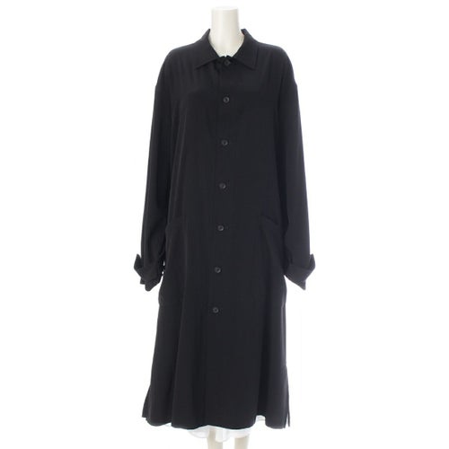 ヨウジヤマモトプールオム 20SS バック メッセージプリント タキシードシャツカラー コート アウター HN-B22-500 ブラック 1