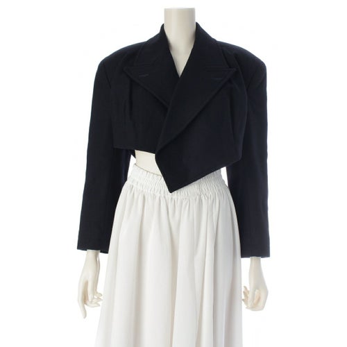 コムデギャルソン 80s ウール ナイロン 初期 メルトン ライダース クロップド ジャケット GJ-05082M ダークネイビー M