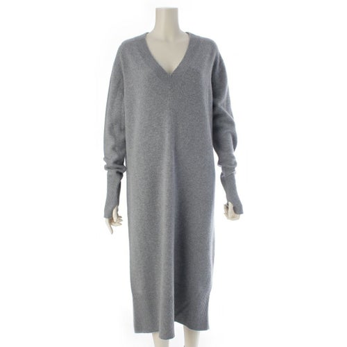 ピセア PICEA ベビーカシミヤ Vネック ニット ワンピース ドレス 21D12 グレー 02