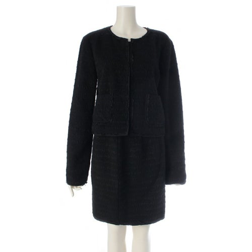 ドルチェアンドガッバーナ ウール モヘヤ混 ノーカラージャケット スカートセットアップ ブラック 44