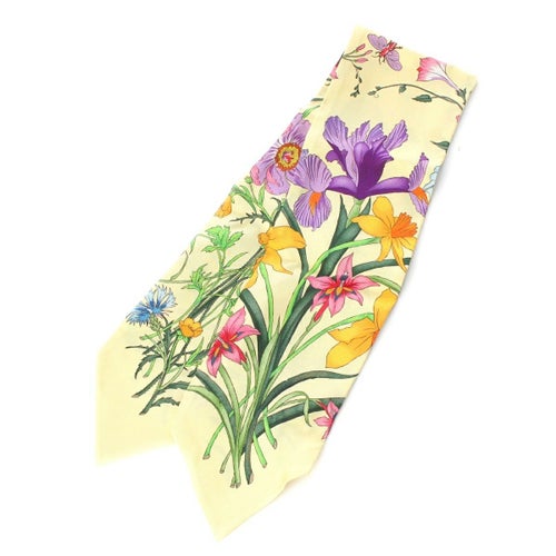 グッチ シルク フローラル 花柄 スカーフ 733434 イエロー系