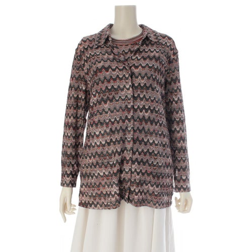 ミッソーニ 総柄 ノースリーブ 長袖シャツ アンサンブル トップス オレンジ 44/46