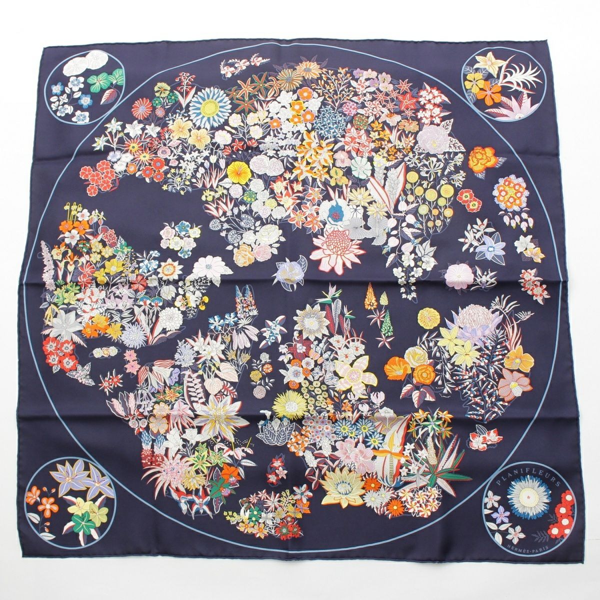 HERMES エルメス カレ90 プラニフルール スカーフ エルメス シルク カレ90 Planifleurs プラニフルール フラワー