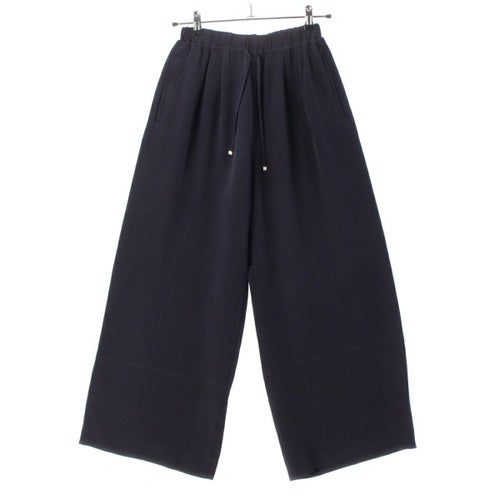 ドゥロワー 24年 シルク ジョーゼット ドロスト パンツ 6514-299-1484 ネイビー 34