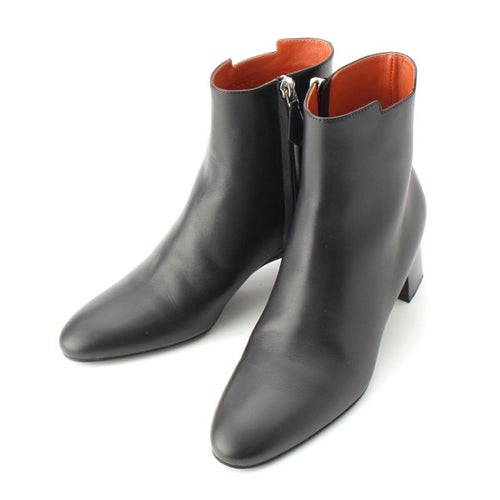 エルメス デマルシュ レザー ヒール サイドジップ ショート ブーツ BL212082Z 2103 ブラック 35