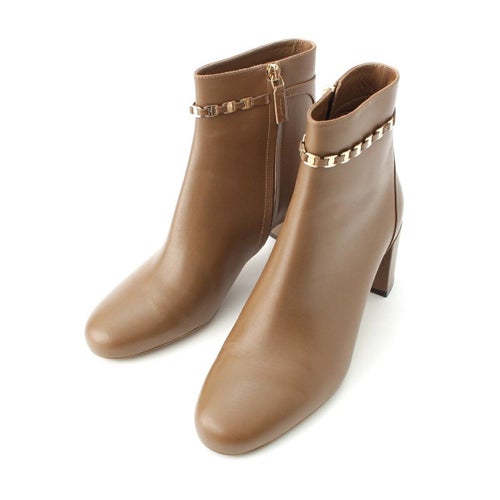 サルヴァトーレフェラガモ ガンチーニ レザー ショート ブーツ ロゴ ブラウン US8