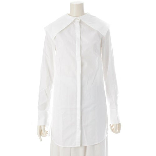 セシリーバンセン コットン セーラーカラー ロング シャツ 長袖 ブラウス ホワイト UK6 US2